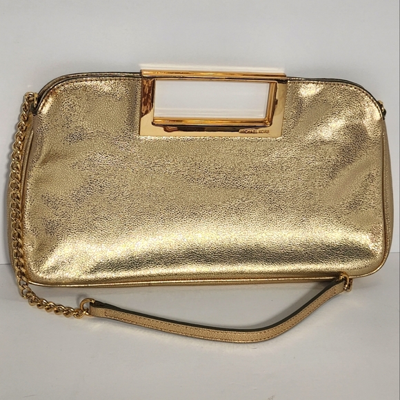 Michael Kors Gold Leather Clutch - Picture 1 of 4